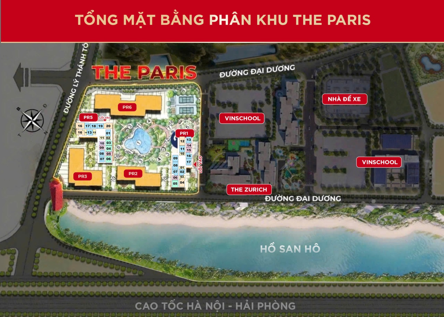 Mặt bằng tổng thể phân khu The Paris Vinhomes Ocean Park
