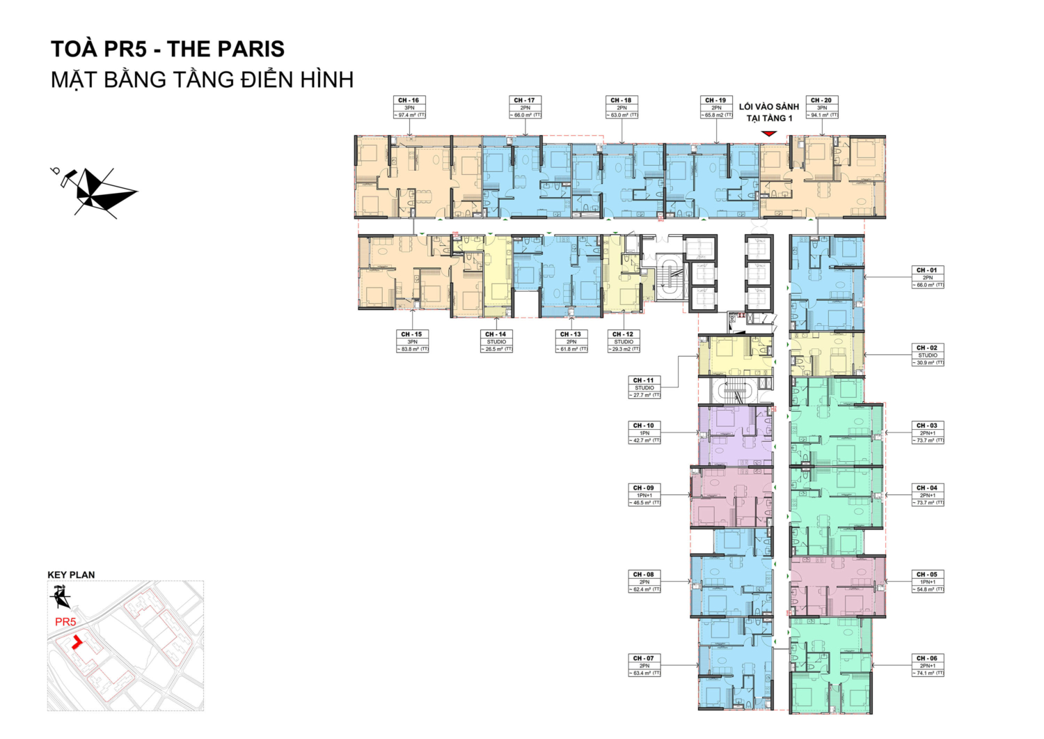 Mặt bằng tòa PR5 The Paris