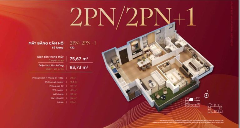 Căn hộ 1 phòng ngủ +1 BV Dimoand Hill Thái Nguyên