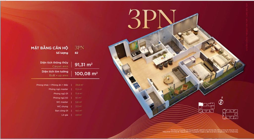 Căn hộ 3 phòng ngủ Diamond Hill Thái Nguyên